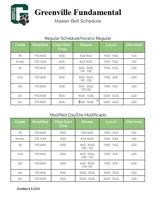 Bell Schedule